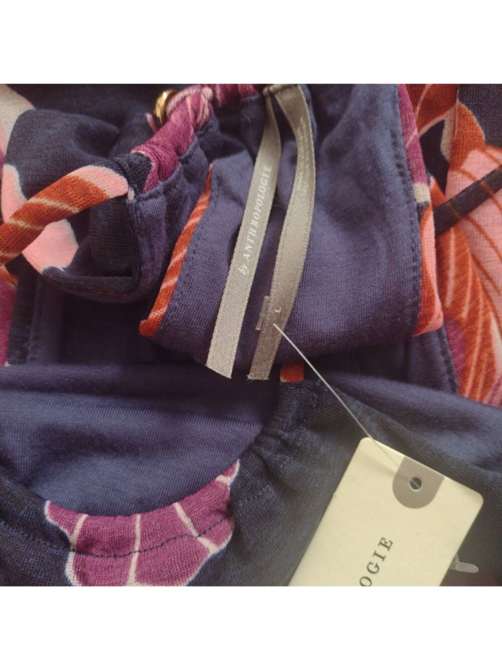 Anthropologie Floral Halter Dress L NEW Navy Purple Strappy Open Back Maxi - Picture 2 of 10